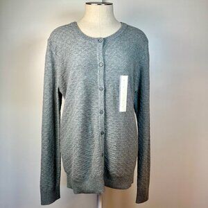 A NEW DAY Grey Textured Buttoned Long Sleeve Cardigan L NWT
